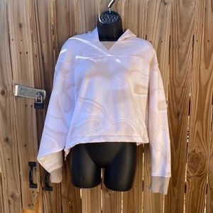 Nwot DSG white tan swirl oversized cropped hooded batwing sweatshirt size large